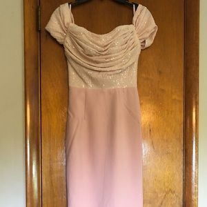 Australian designer Portia and Scarlett fitted gown with ruched sequined bodice